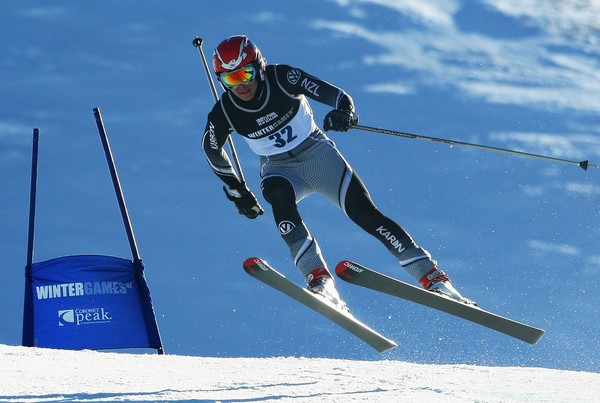 Harrison Steedman of New Zealand competes in the Mens Super G Alpine Skiing