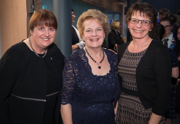 Dr Sandra Hastie, Dame Malvina Major and Janet Kingsbury