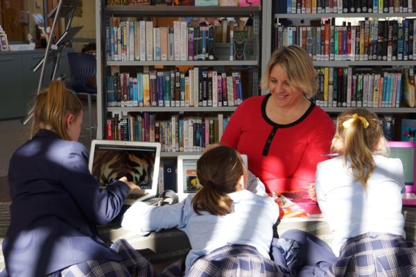 Yr 7 and 8 Lead Teacher Sally Fail with Rangi Ruru Students