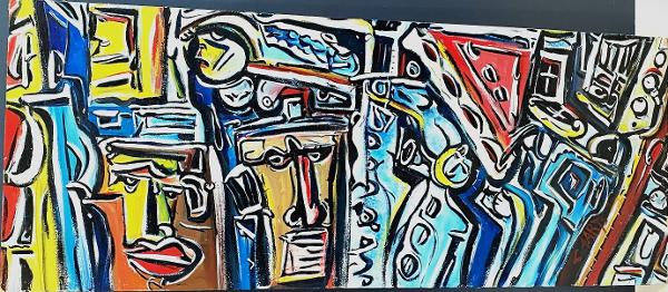 '&#193; Slice of the Pie', acrylics on board, by Leon Aarts