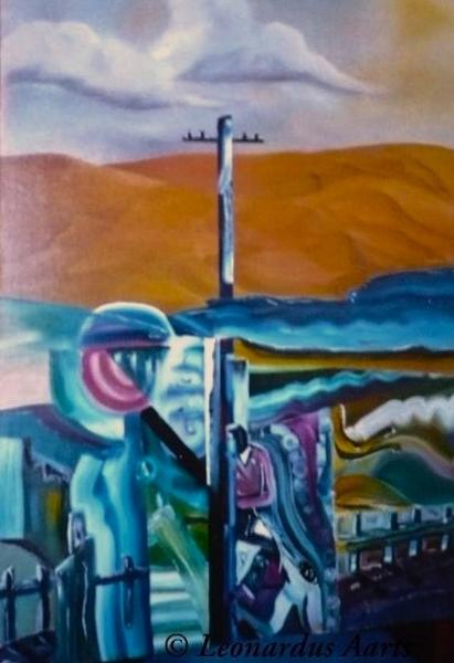 'Town v. Country' by Leon Aarts, acrylics on canvas. (sold)