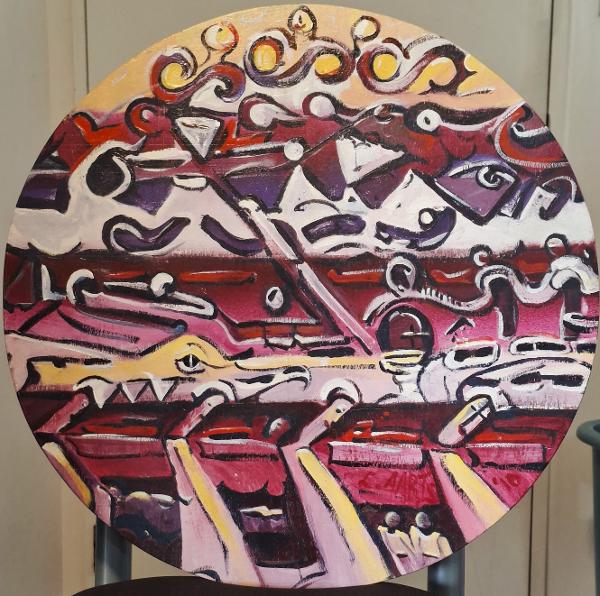 'Waka' acrylics on board 2010, by Leon Aarts