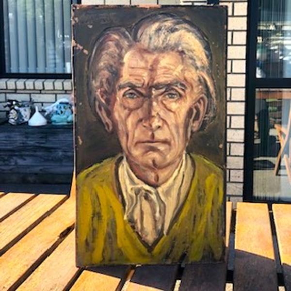 'Opa, in our backyard'. Nardus van de Ven, self-portrait on board (collection of the Aarts family, NZ) 