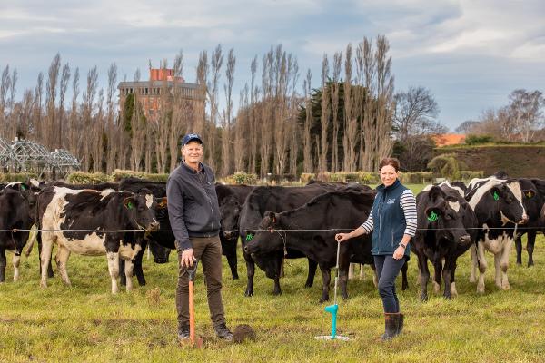 University of Canterbury Environmental Science Professor Brett Robinson is working on a research project that transforms biowaste into high-value products. Professor Robinson is pictured with Dr Racheal Bryant (Lincoln University).