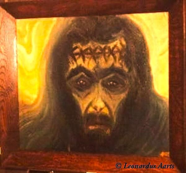 'MAN' oils on canvas board, (influenced by Edvard Munch and Nardus van de Ven) by Leon Aarts 1979