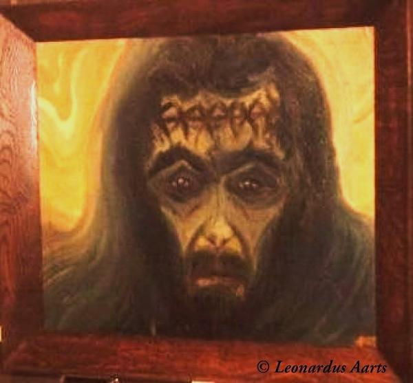 'MAN', oils on canvas, (Inspired by Edvard Munch ('The Scream')) 1979 by Leon Aarts (if you are drawn into the painting..you may see evil morphing)?