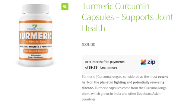 Turmeric Capsules - 4 interest fee payment