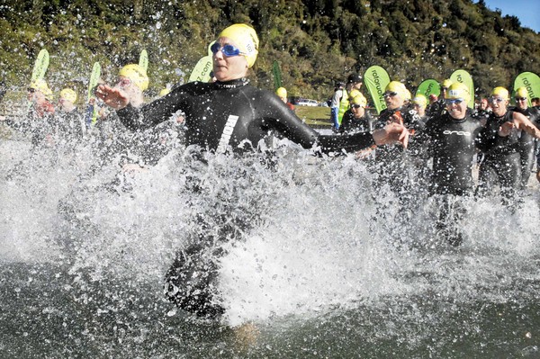 Race start for the first of the seven race Tri NZ my sport series in Rotorua today.
