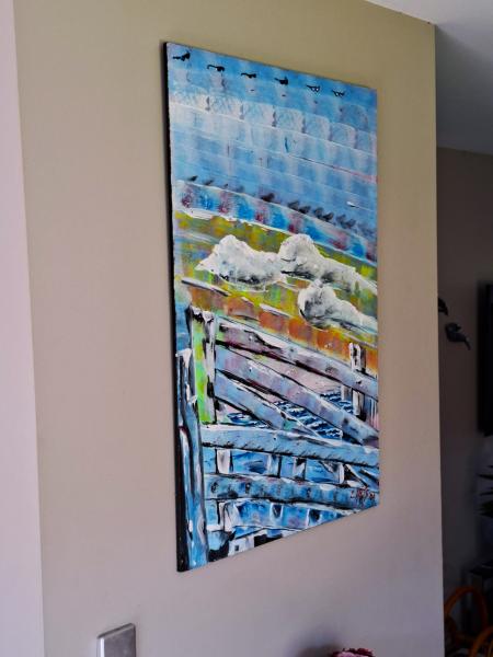 "A Future Walk Along The Foreshore' 2004, acrylics on board. by Leon Aarts