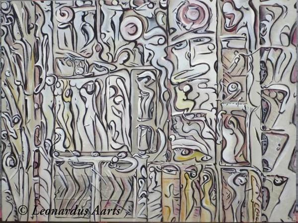 'Theater Reprise' acrylics on canvas, by Leon Aarts, Influenced by my old art teacher, Alan Pearson (RIP) 