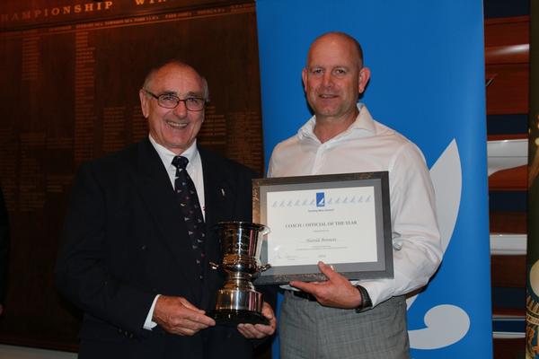 Jez Fanstone presents Harold Bennett with Coach/Official of the Year in 2010