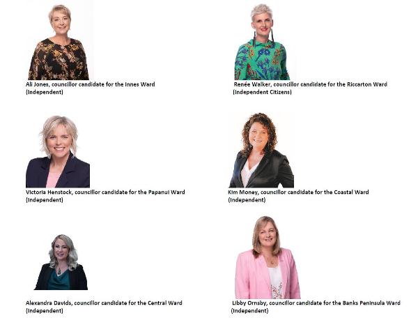 Ali Jones, Ren&#233;e Walker, Victoria Henstock, Kim Money, Alexandra Davids and Libby Ornsby: ChCh councillor candidates, local body elections 2022 