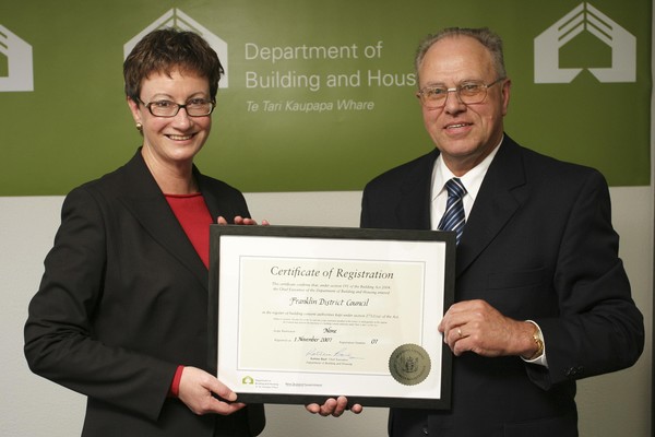 Housing Chief Executive, Katrina Bach with  Building Team Manager Ewan Higham