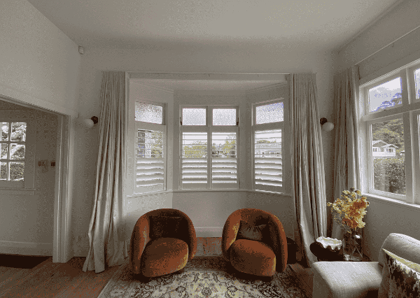 Moisture-resistant faux wood shutters ideal for NZ climates.