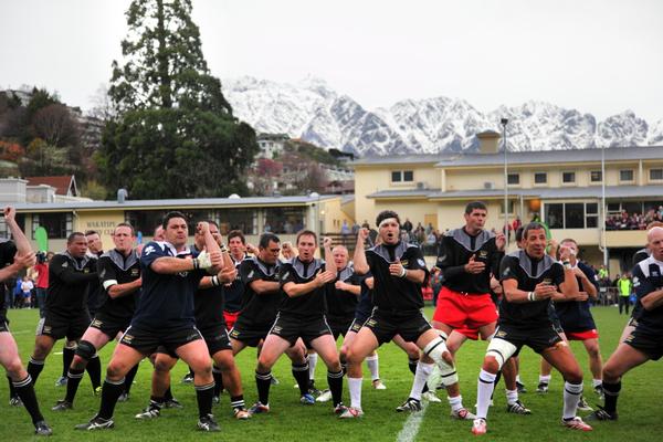 Both teams performing haka after the game