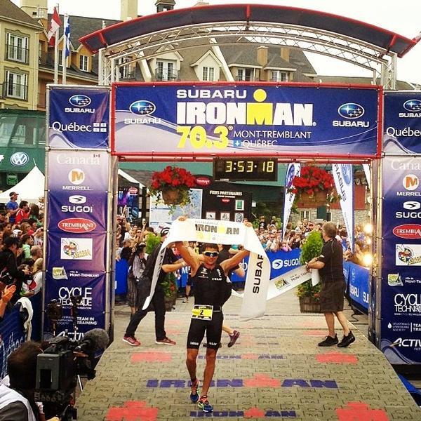 Terenzo Bozzone crossing the line in Mont Tremblant, Quebec.