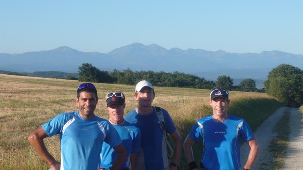 The boys on the GR7 Trail in France. Armando Galarraga, Scott Thorne, Gordon Walker, Cameron Brown