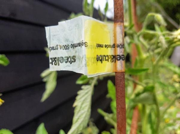 Steel mesh with compliance tags attached - used in one ChCh home