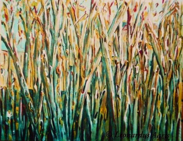 'In the thick of it' acrylics on canvas 1000x 600mm, sold, by Leon Aarts