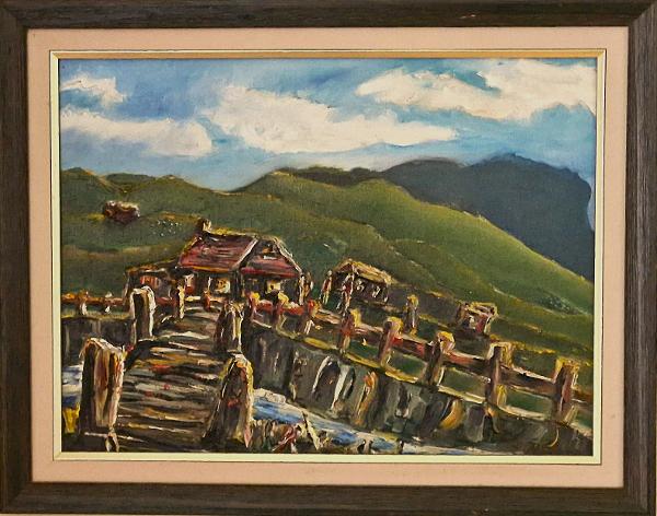 'Bridge on the Peninsula' oils on canvas by Leon Aarts