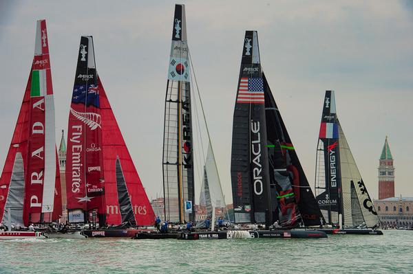 Emirates Team New Zealand in the America's Cup World Series regatta at Venice