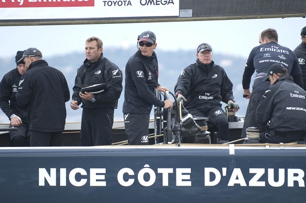 Emirates Team New Zealand in action during the  Louis Vuitton Trophy regatta