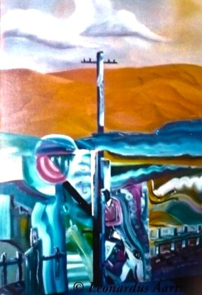 'Town v. Country' by Leon Aarts, acrylics on canvas, sold.