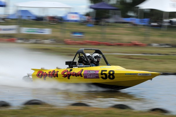 Winning the Scott Waterjet Group A category and setting fastest time overall for today's second round of the 2011 Jetpro Jetsprint Championship held near Gisborne has given Palmerston North's Simon Campbell and navigator Gareth Cox a greater lead in the t