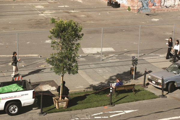 Original PARK(ing) day produced by Rebar in San Francisco 2005.