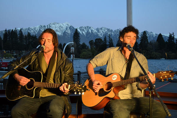 Antony and Dave Waldock of A n D with The Remarkable and Lake Wakatipu as background.