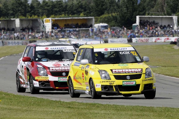  Winning two races and placing fourth in the reverse-grid finale elevated Rangiora's Chris Cox to the top of the podium for weekend's fourth round of the Suzuki Swift Sport Cup held near Timaru