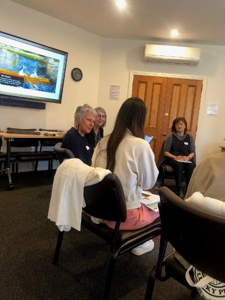 L to R Alison Eddy (College CE) and Karen Guilliland (former College) CE welcome Japanese midwifery students to Christchurch