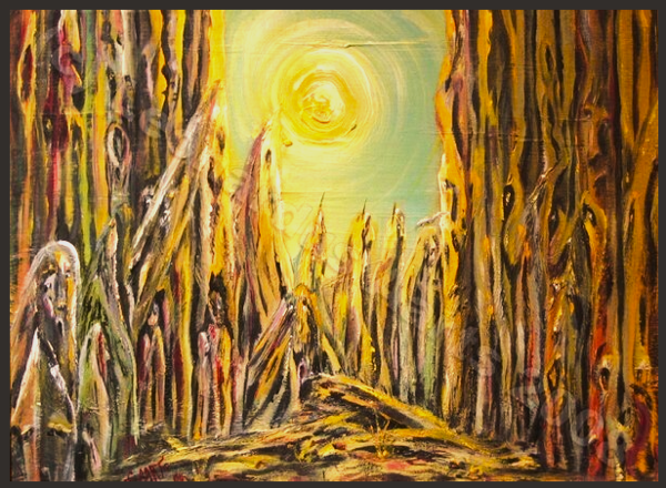 'Apokaluptein' (Over time, the intense, dramatic, and catastrophic end-times imagery described in the visions of the Book of Revelation caused the word "apocalypse" to shift in popular culture to mean a global disaster, or the end of the world'.) Sold