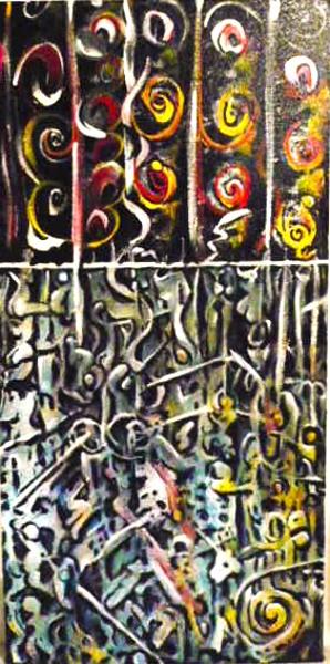 'Above & below' acrylics on canvas, by Leon Aarts