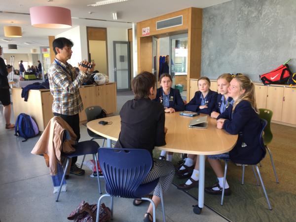 Dr Akiyuki Irikawa with Yr 10's from Rangi Ruru Girls' School