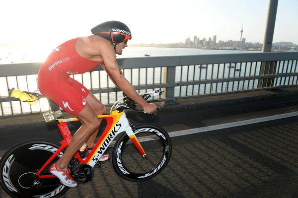 Jan Frodeno in action at the IRONMAN 70.3 Auckland Asia Pacific Championship.
