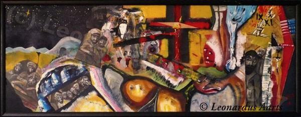 '9/11' acrylics on board, by Leon Aarts