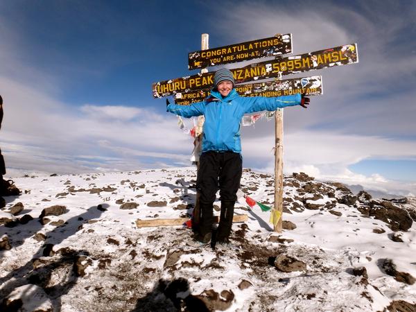 Pearl Going topping out Mt Kilimanjaro