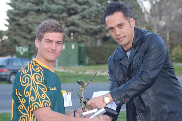 J'ndre Liebenberg represented South Africa when winning the Undy One Hundy (trophy presented by Jason Fox)