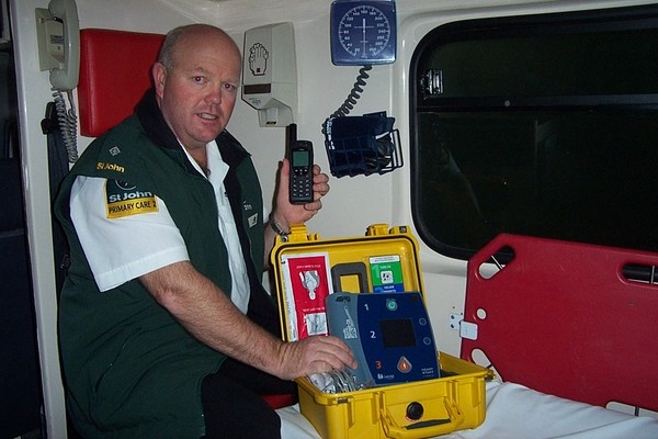 Will Spry of Twizel St John co-team leader the First Response Vehicle with satellite phone and the new debfibrillator