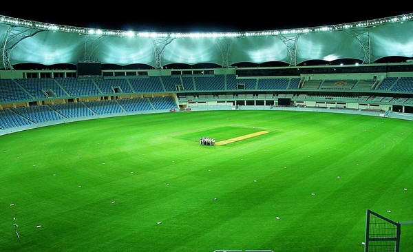 Dubai Sports City Cricket Stadium Ring of Fire Lights Up Night Sky