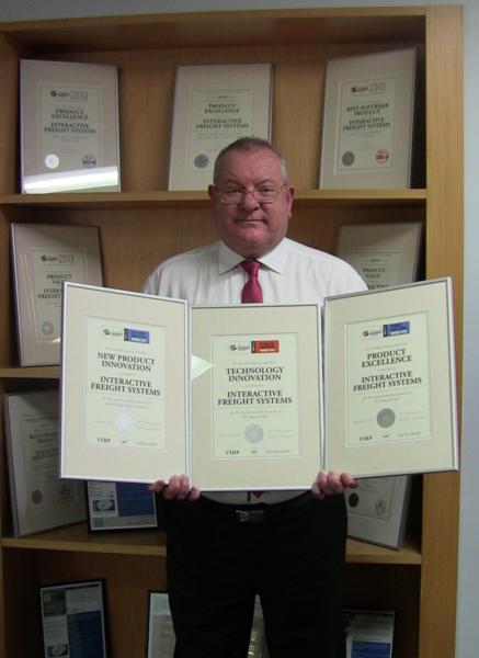 Interactive Freight Systems Managing Director, Australia and New Zealand, Kerry Holmes, with the awards