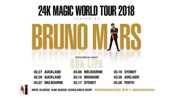 You could WIN a double pass to Bruno Mars' 24K Magic World Tour in Auckland, Plus a free night's accommodation for two in a Deluxe Room at the Amora Hotel!