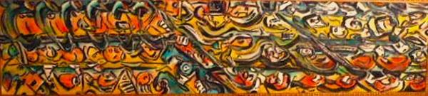 'Charge' acrylics on board, by Leon Aarts