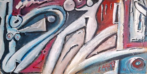 'Lust For Life', inspired by an Iggy Pop song, by Leon Aarts, acrylics on board.