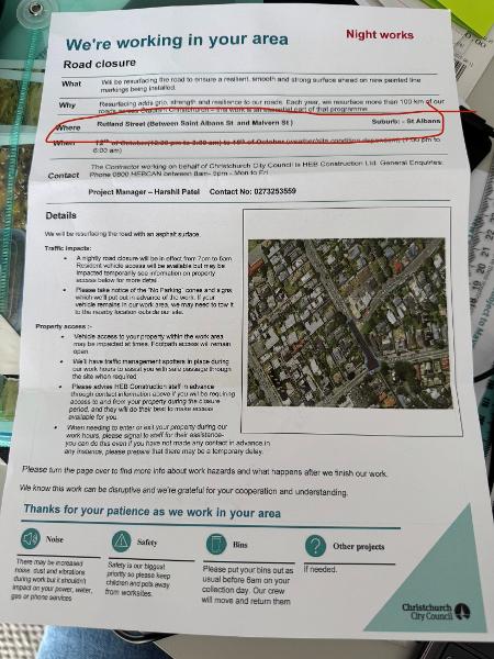 Area of resurfacing incorrect. Is on Rutland between St Albans and Westminster