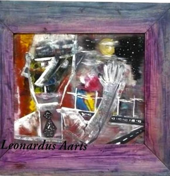 An attempt to paint something that resembles 3D. Acrylics on board, by Leon Aarts.