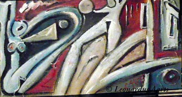 'Lust for Life' influenced by Pablo Picasso and a song by Iggy Pop, painted by Leon Aarts, acrylics on board. 