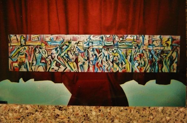 'The Gendarme is Busy' acrylics on board, by Leon Aarts (sold)