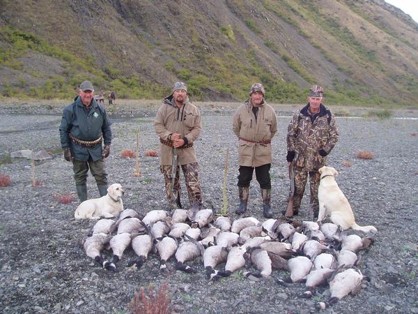 Successful hunters at the recent high country goose shoot at Molesworth Station, Marlborough. 